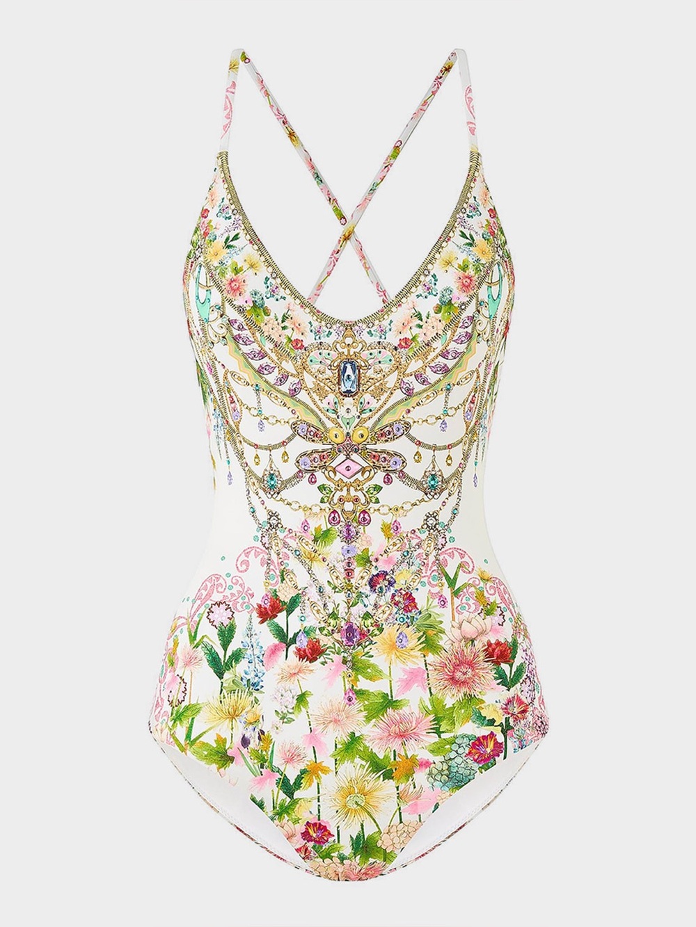 CAMILLA - The Call of Catalonia Crystal One Piece Swimsuit S - NWT
